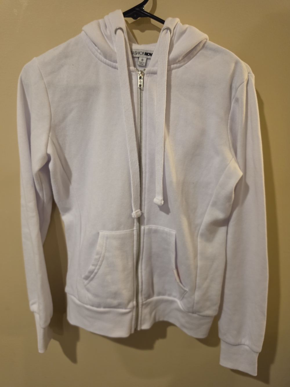 Fashion Nova Cream Full-Zip Hoodie Jacket